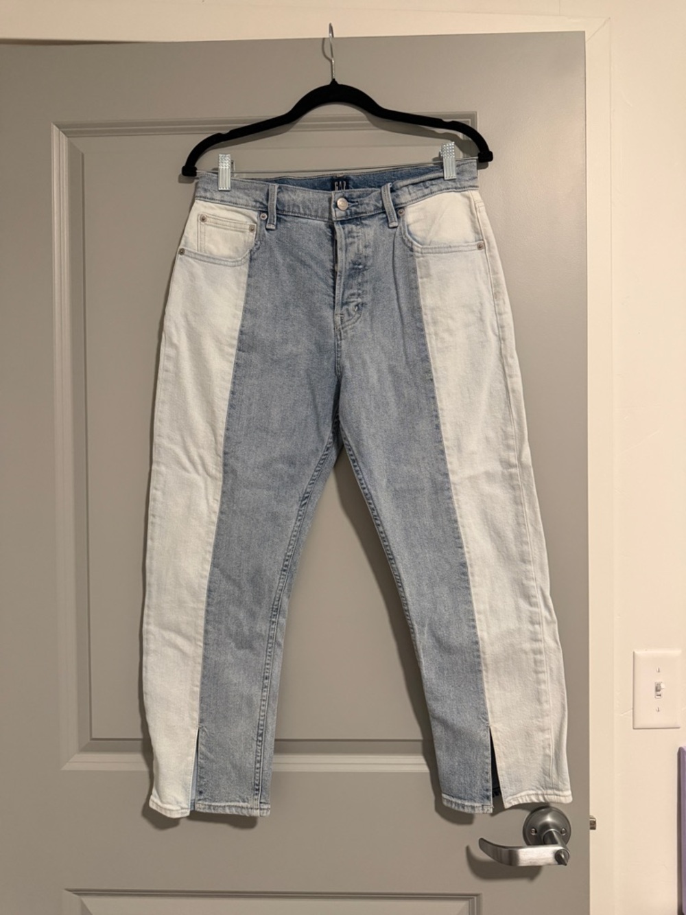 GAP Two-Tone Light Blue and White Straight Leg Jeans